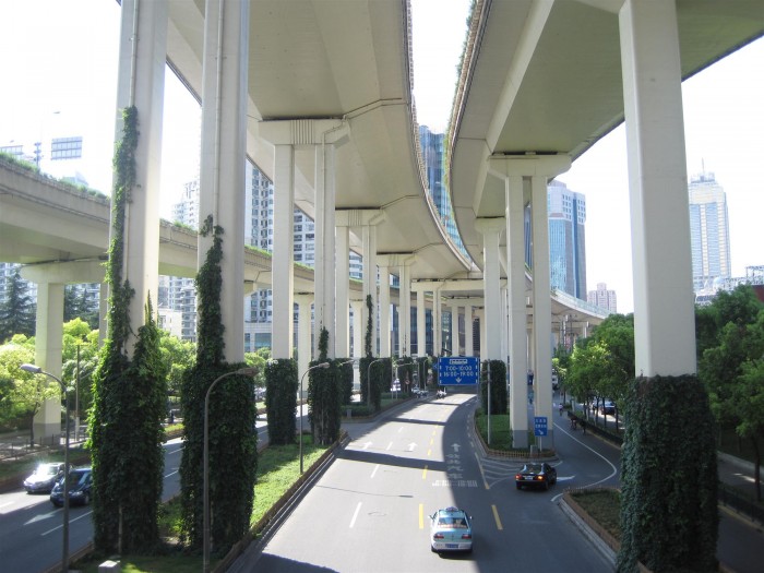 Shanghai Elevated Road Vegetated Columns
