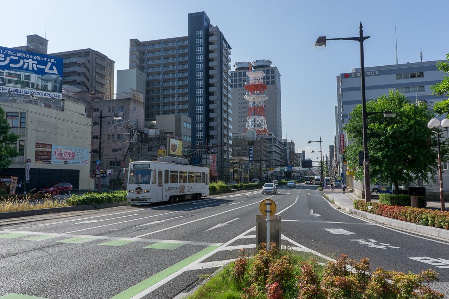 The view back along the Okayama Streetscape